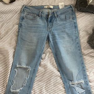 Knee ripped jeans, denim